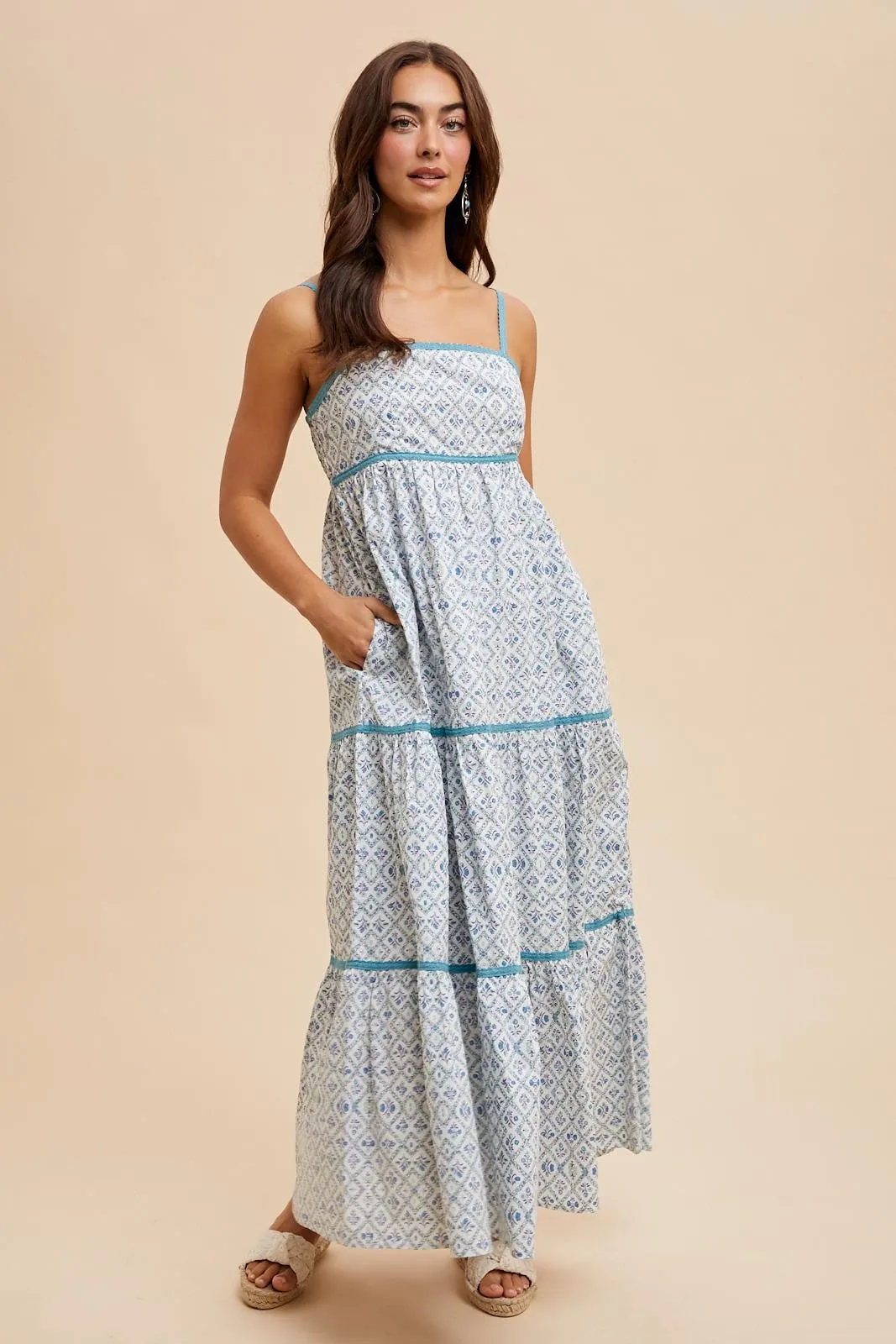 Blue Cotton Floral Maxi Dress sold by Pinkblush product image thumbnail 2