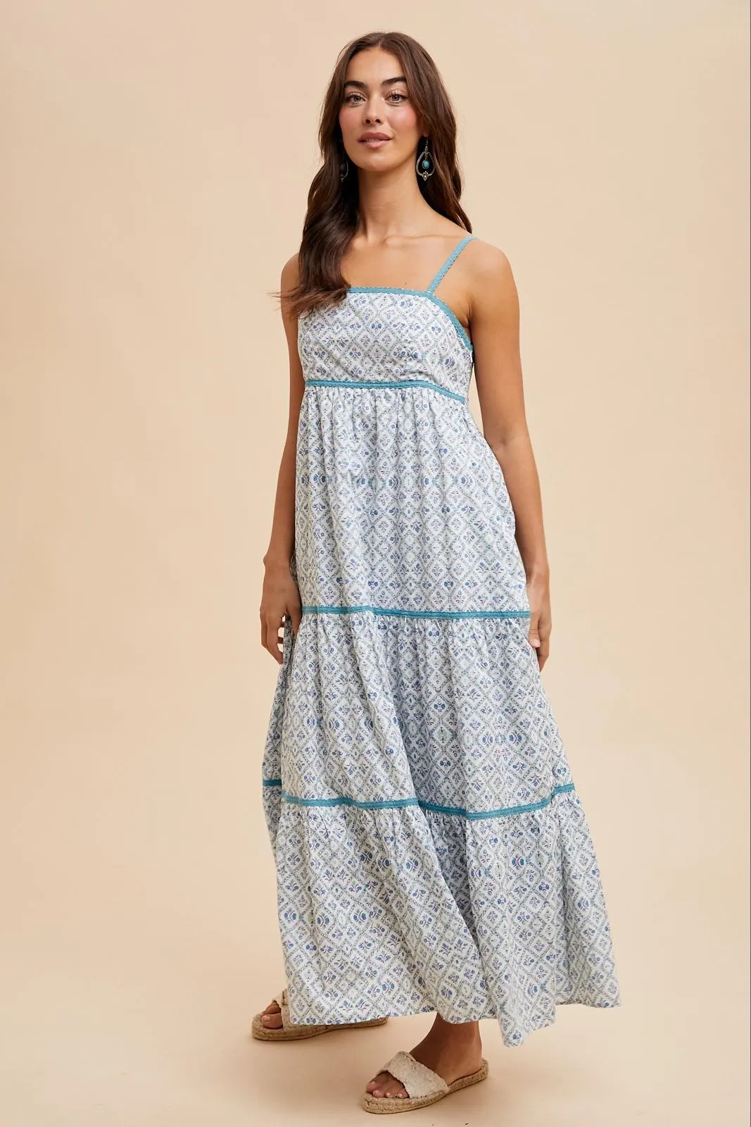 Blue Cotton Floral Maxi Dress sold by Pinkblush product image thumbnail 3