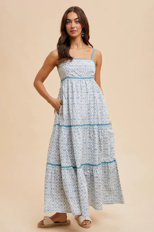 Blue Cotton Floral Maxi Dress sold by Pinkblush