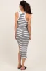 White/Black Striped Sleeveless Fitted Maternity Midi Dress sold by Pinkblush