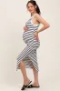 White/Black Striped Sleeveless Fitted Maternity Midi Dress sold by Pinkblush