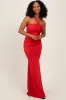 Red Twist Front Ruched Maternity Maxi Dress sold by Pinkblush