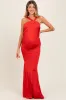 Red Twist Front Ruched Maternity Maxi Dress sold by Pinkblush