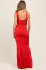 Red Twist Front Ruched Maternity Maxi Dress sold by Pinkblush