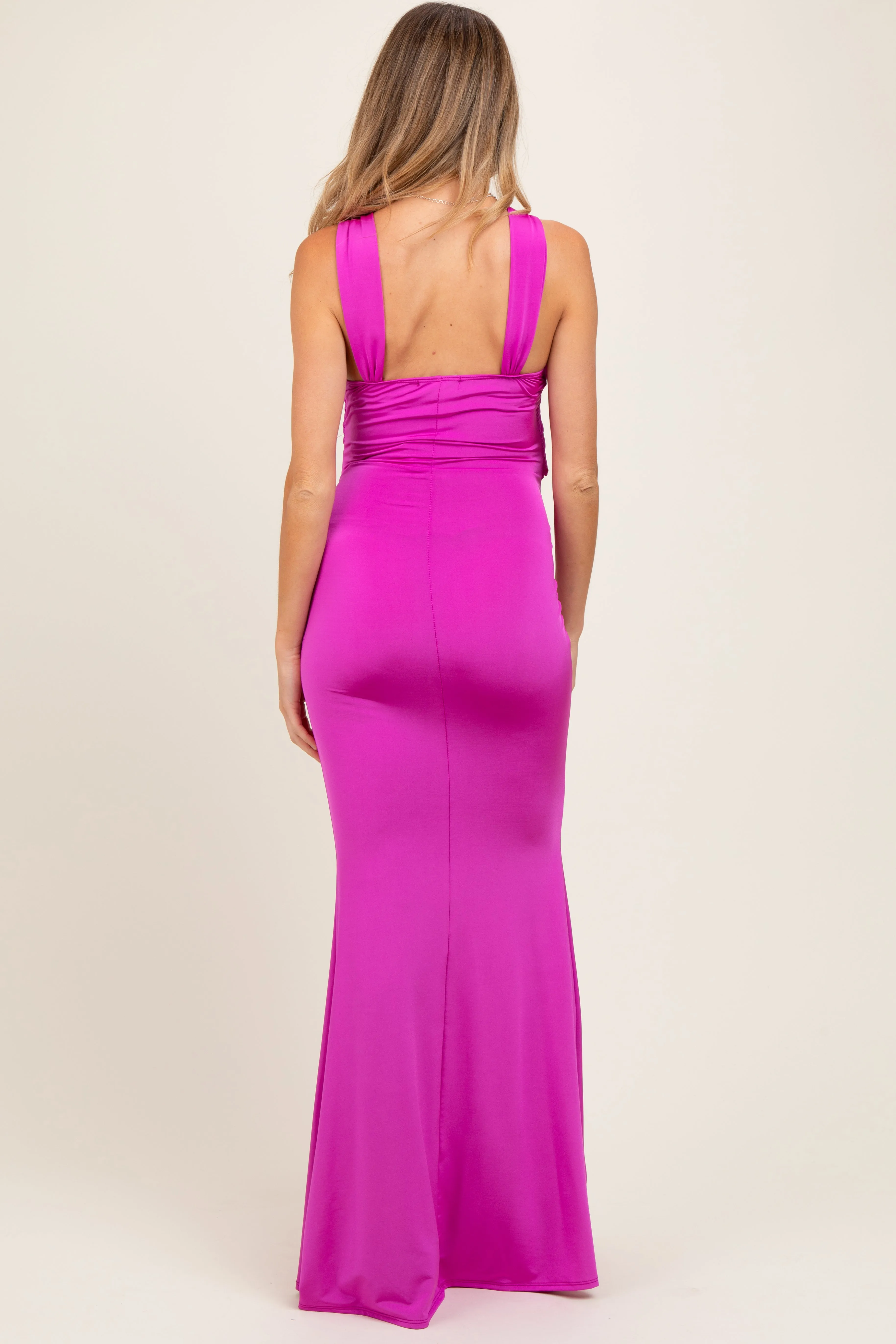 Violet Twist Front Ruched Maternity Maxi Dress sold by Pinkblush product image thumbnail 3