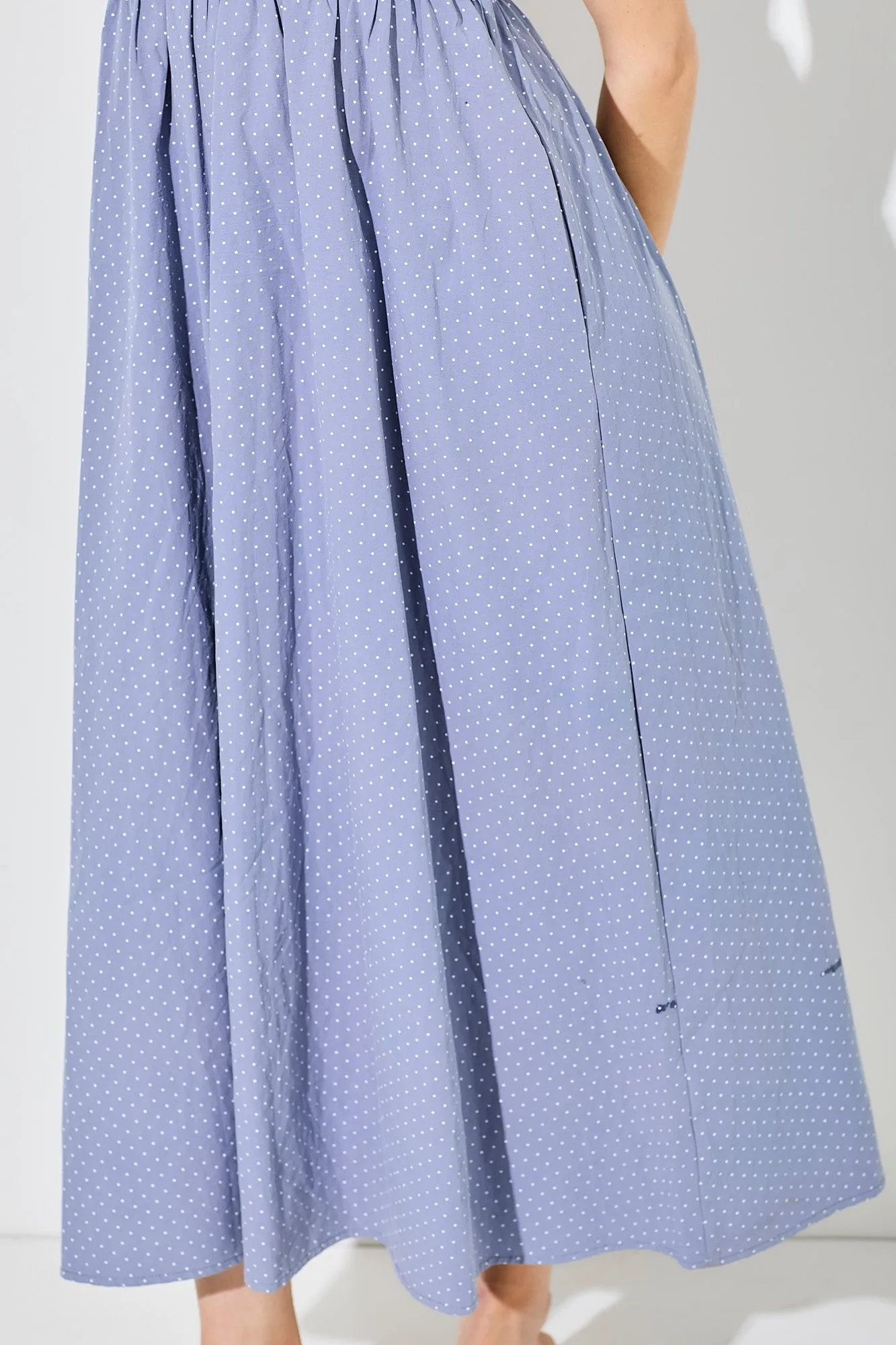 Blue Polka Dot Shoulder Tie Midi Dress sold by Pinkblush product image thumbnail 4