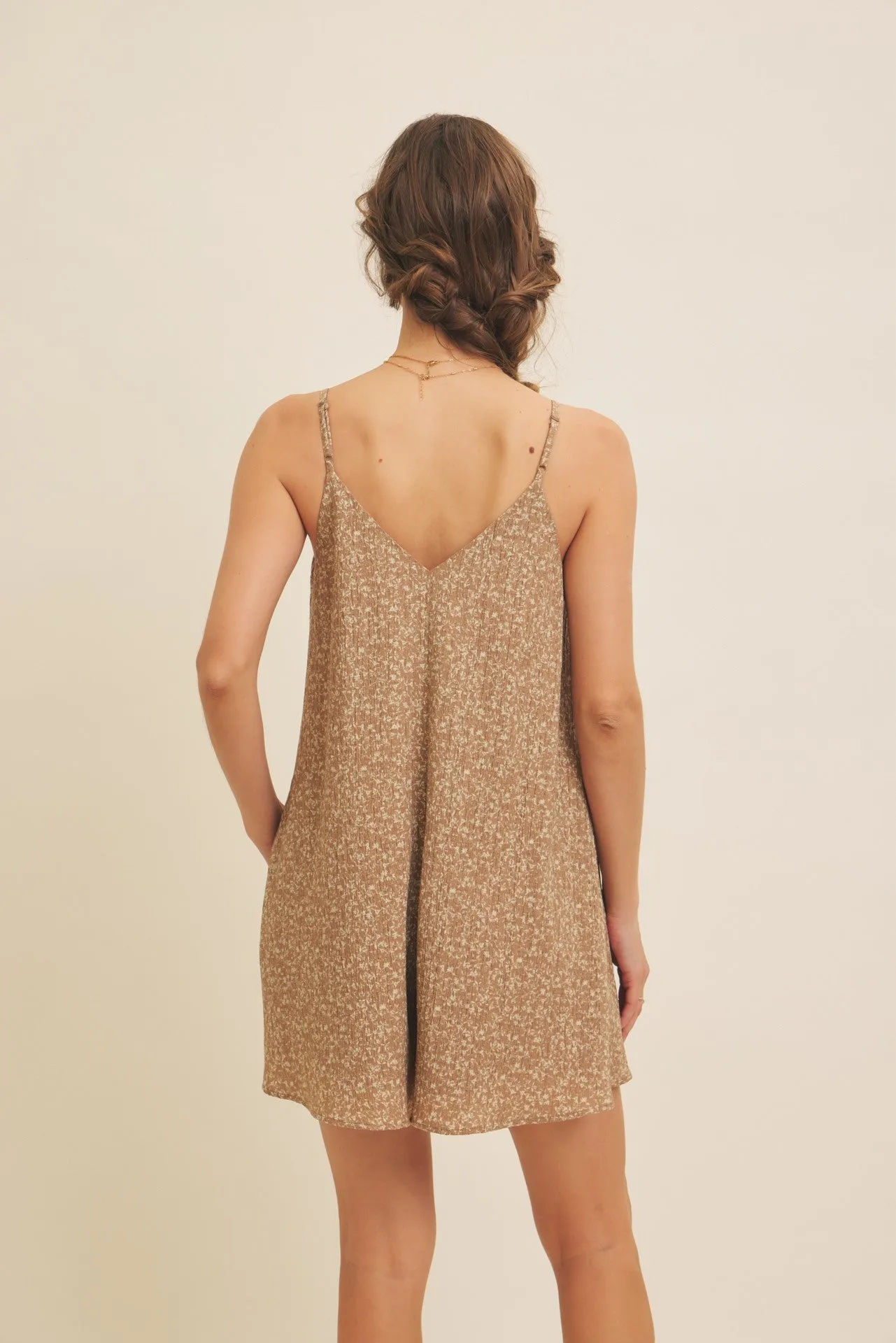 Brown Flowy Jacquard Ditsy Romper sold by Pinkblush product image thumbnail 4