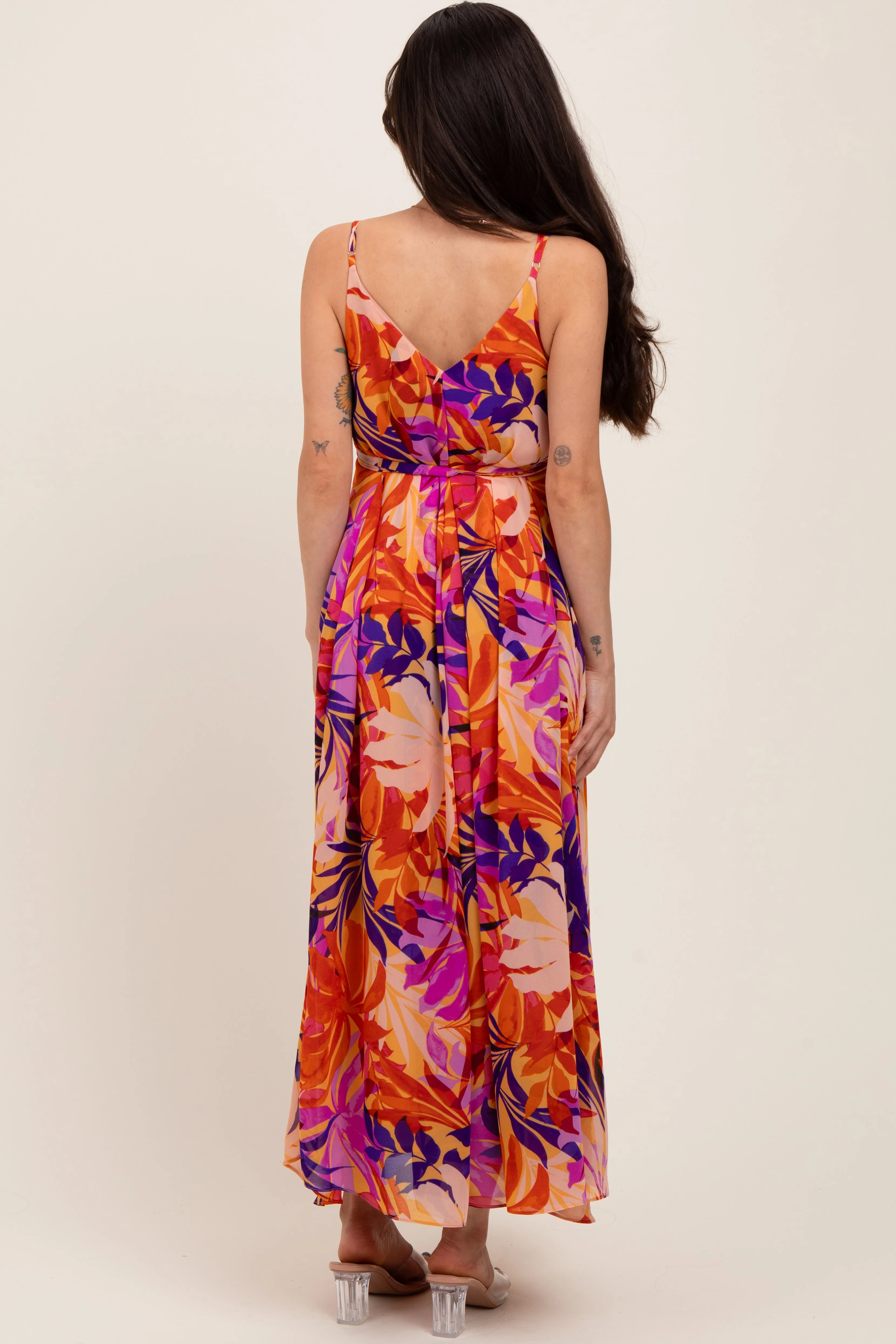 Orange Tropical Sash Tie Maternity Maxi Dress sold by Pinkblush product image thumbnail 4