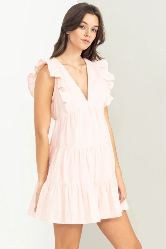 Pink Tiered Ruffle Mini Dress sold by Pinkblush