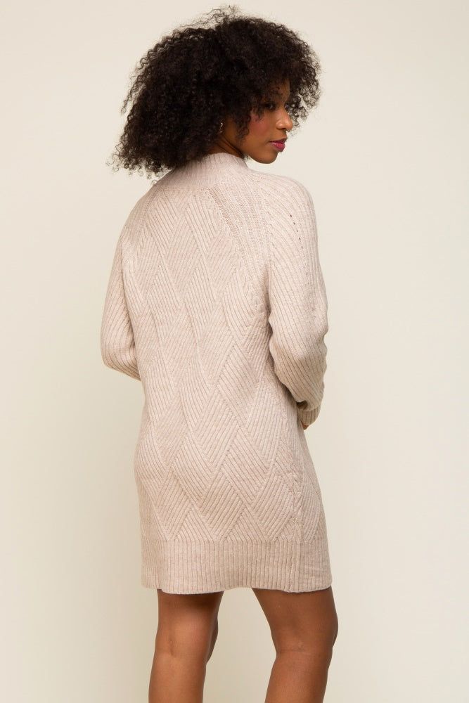 Beige Knit Long Sleeve Sweater Dress sold by Pinkblush product image thumbnail 3