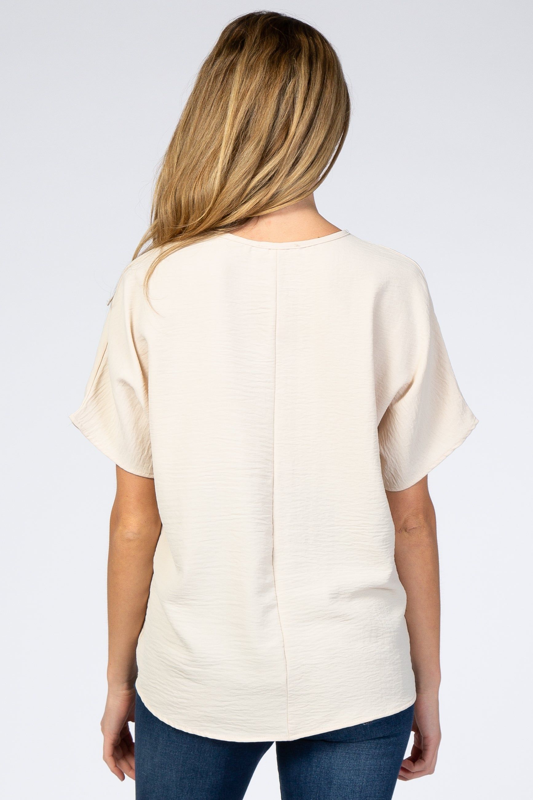 Beige Short Sleeve Maternity Blouse sold by Pinkblush product image thumbnail 3