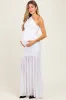 White Ruched Mesh One Shoulder Maternity Maxi Dress sold by Pinkblush