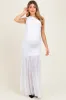 White Ruched Mesh One Shoulder Maternity Maxi Dress sold by Pinkblush
