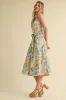 Green Floral Button Front Sash Tie Midi Dress sold by Pinkblush