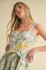 Green Floral Button Front Sash Tie Midi Dress sold by Pinkblush