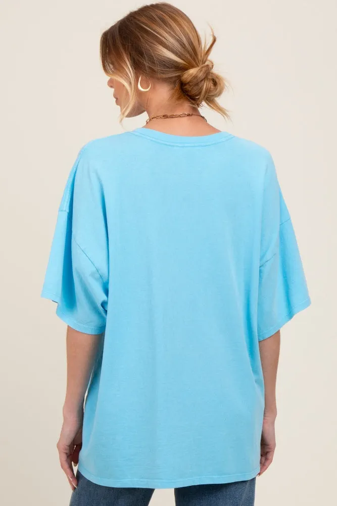 Aqua Blue Mineral Washed Oversized Maternity T-Shirt sold by Pinkblush product image thumbnail 4