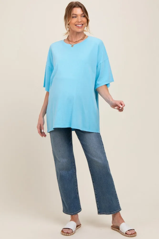Aqua Blue Mineral Washed Oversized Maternity T-Shirt sold by Pinkblush product image thumbnail 2
