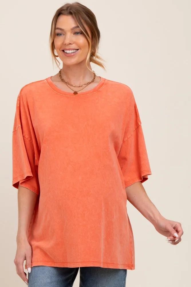 Orange Mineral Washed Oversized Maternity T-Shirt sold by Pinkblush product image thumbnail 2