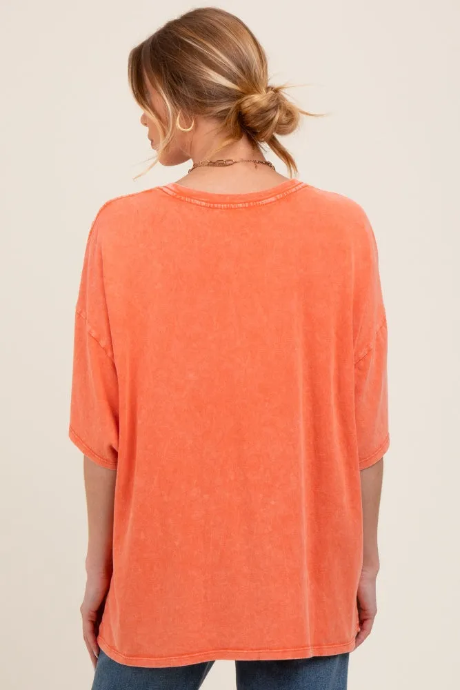 Orange Mineral Washed Oversized Maternity T-Shirt sold by Pinkblush product image thumbnail 3