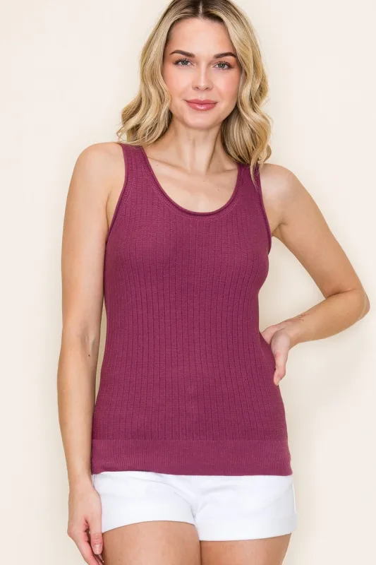 Plum Ribbed Knit Tank Top sold by Pinkblush