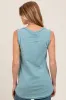 Light Blue Raw Hem Button Detail Sleeveless Maternity Top sold by Pinkblush