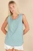 Light Blue Raw Hem Button Detail Sleeveless Maternity Top sold by Pinkblush