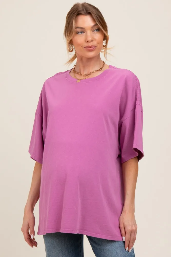 Purple Mineral Washed Oversized Maternity T-Shirt sold by Pinkblush product image thumbnail 2