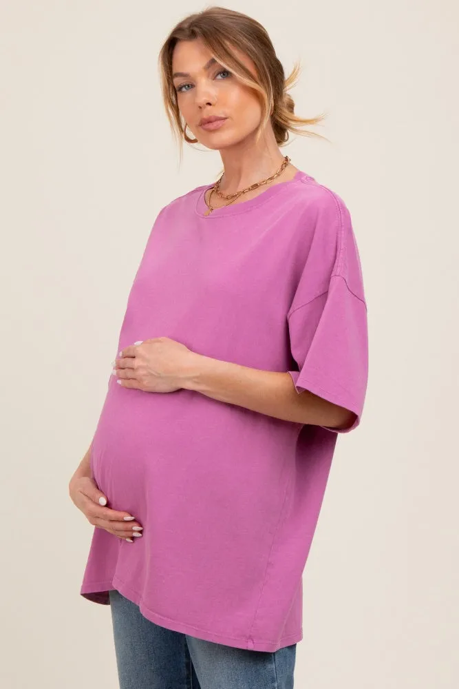 Purple Mineral Washed Oversized Maternity T-Shirt sold by Pinkblush product image thumbnail 3