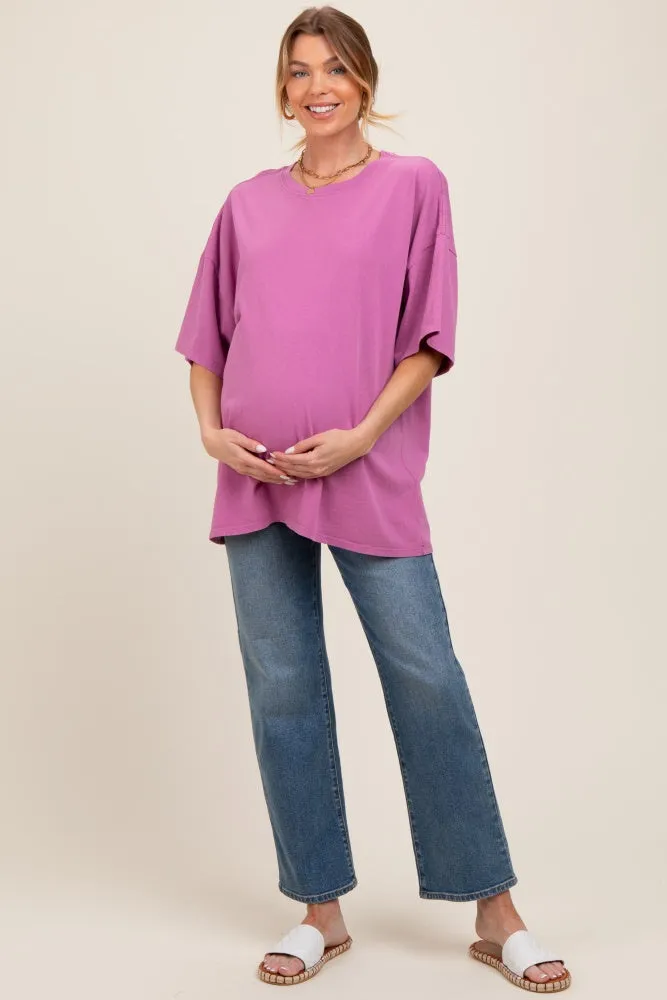 Purple Mineral Washed Oversized Maternity T-Shirt sold by Pinkblush