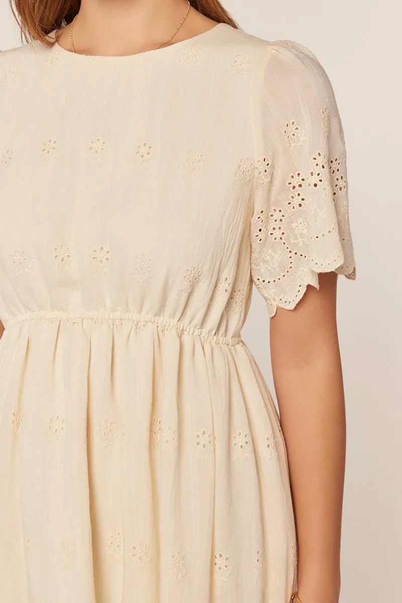 Cream Eyelet Lace Scallop Hem Midi Dress sold by Pinkblush product image thumbnail 5
