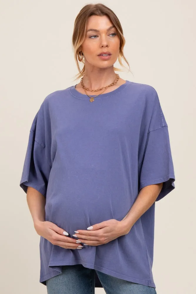 Navy Mineral Washed Oversized Maternity T-Shirt sold by Pinkblush product image thumbnail 2