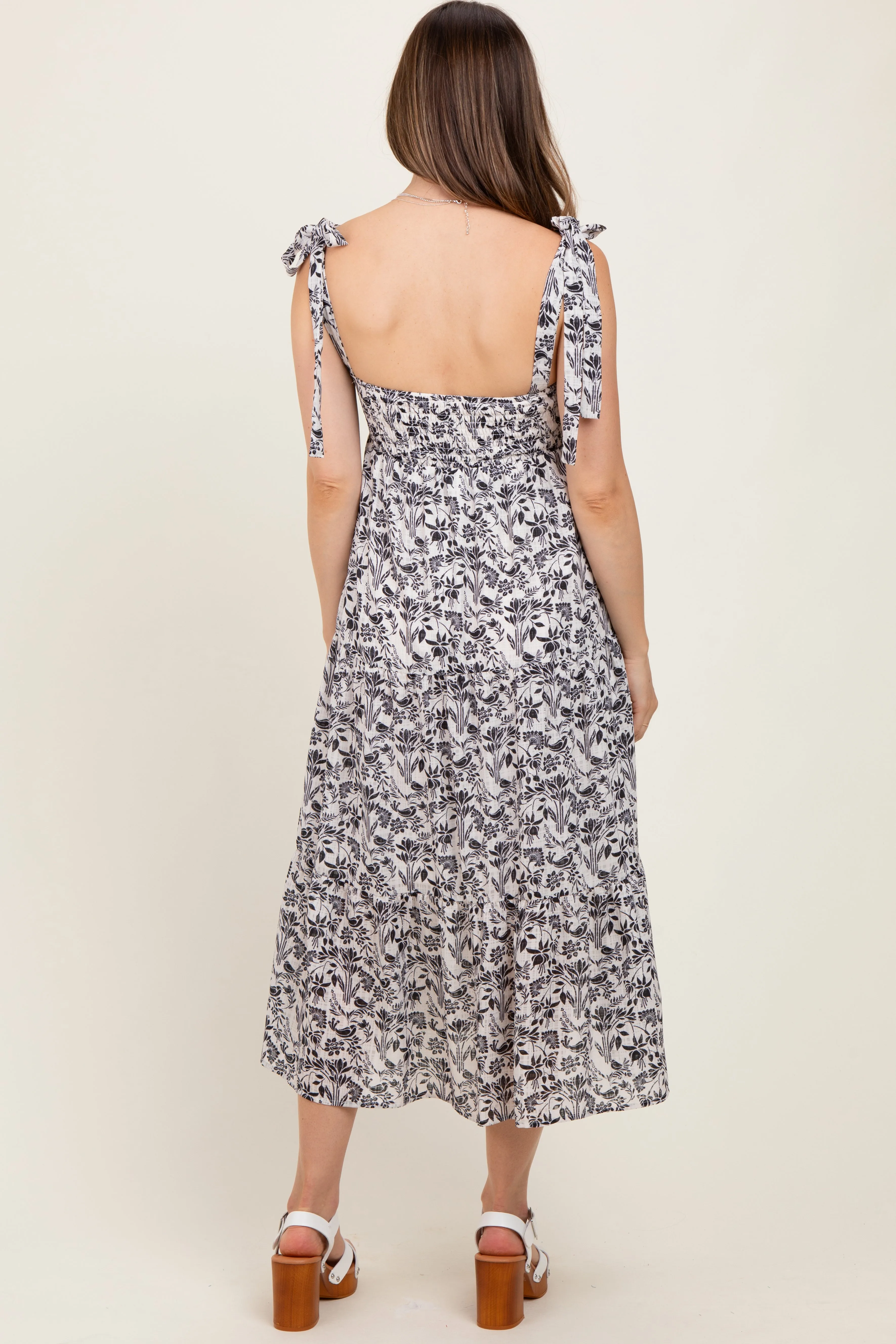 Black Multi Floral Tie Strap Maternity Maxi Dress sold by Pinkblush product image thumbnail 4