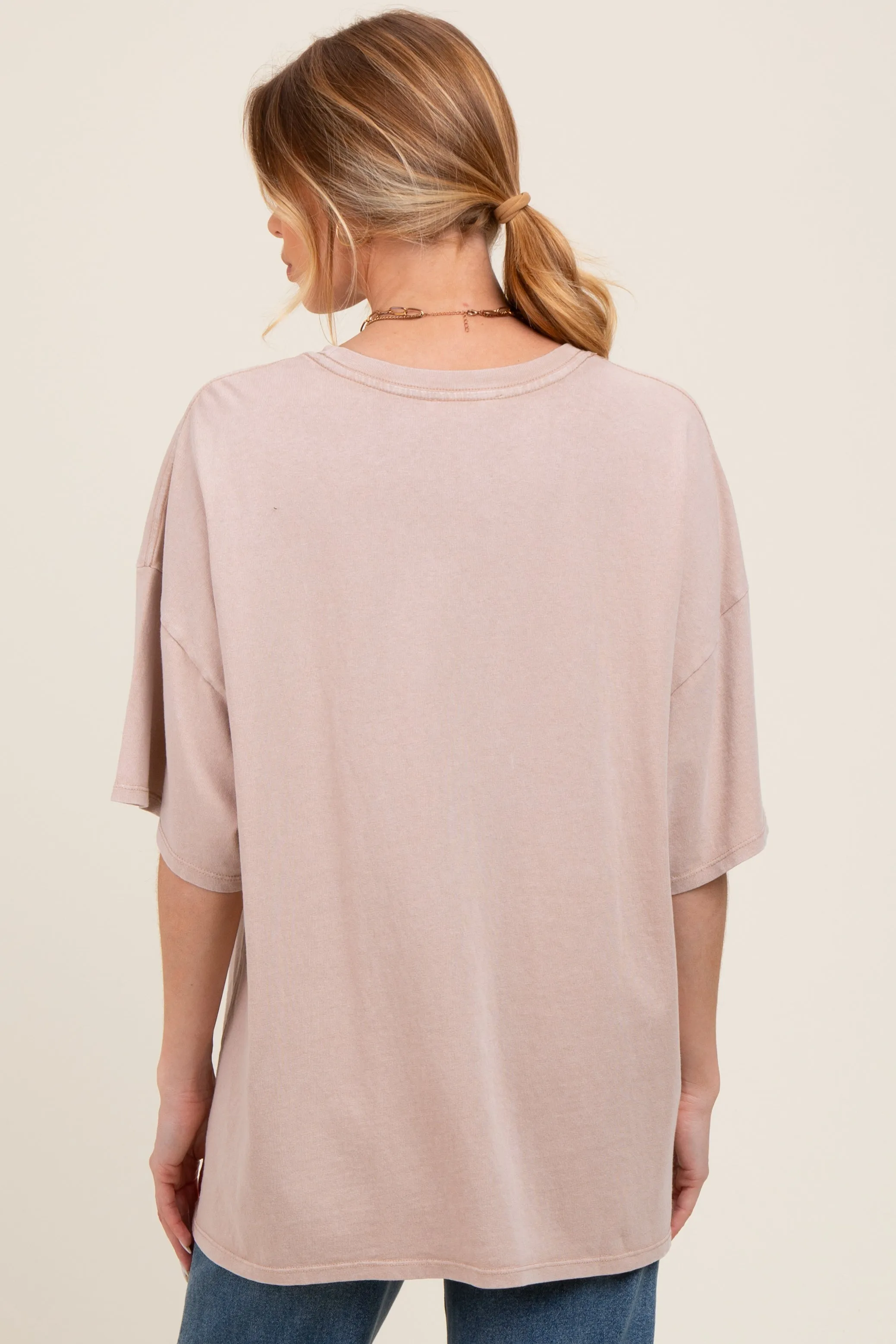 Taupe Mineral Washed Oversized Maternity T-Shirt sold by Pinkblush product image thumbnail 3
