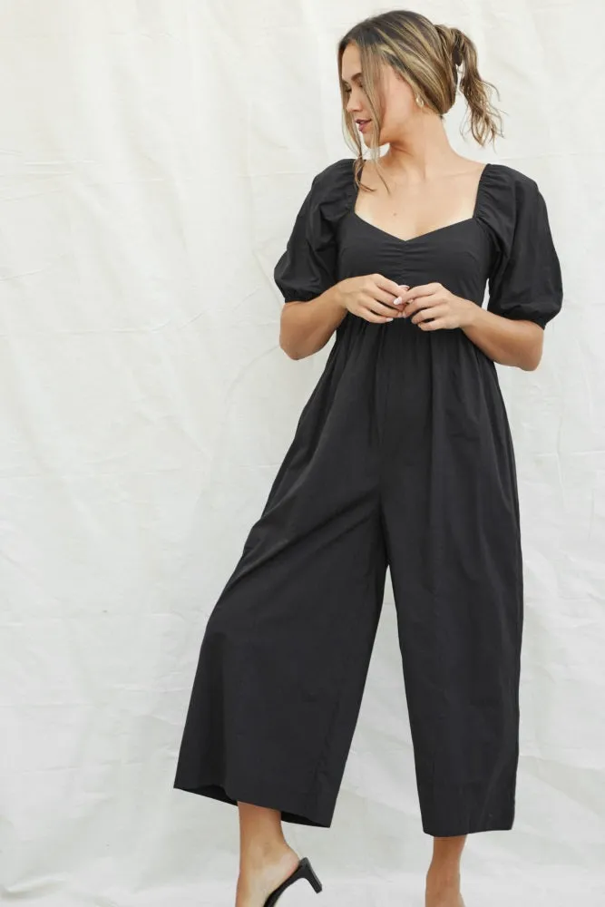 Black Sweetheart Cropped Wide Leg Maternity Jumpsuit sold by Pinkblush product image thumbnail 3