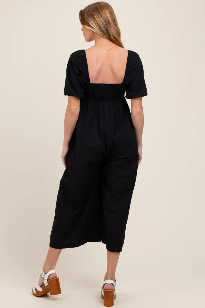 Black Sweetheart Cropped Wide Leg Maternity Jumpsuit sold by Pinkblush product image thumbnail 2