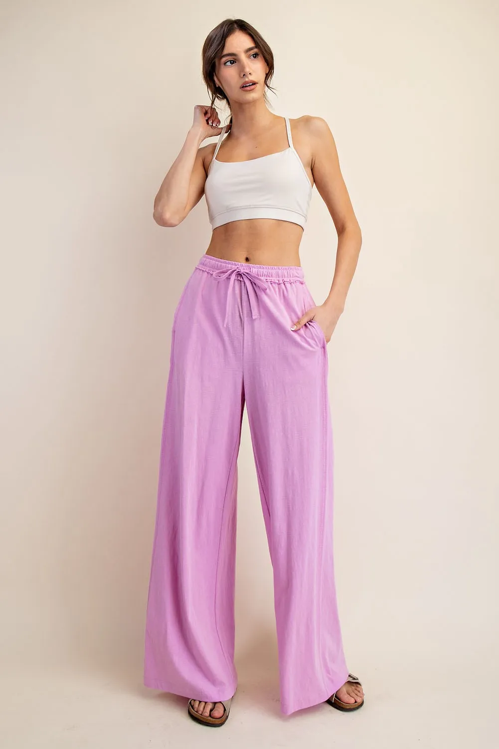 Pink Drawstring Wide Leg Maternity Lounge Pant sold by Pinkblush product image thumbnail 4