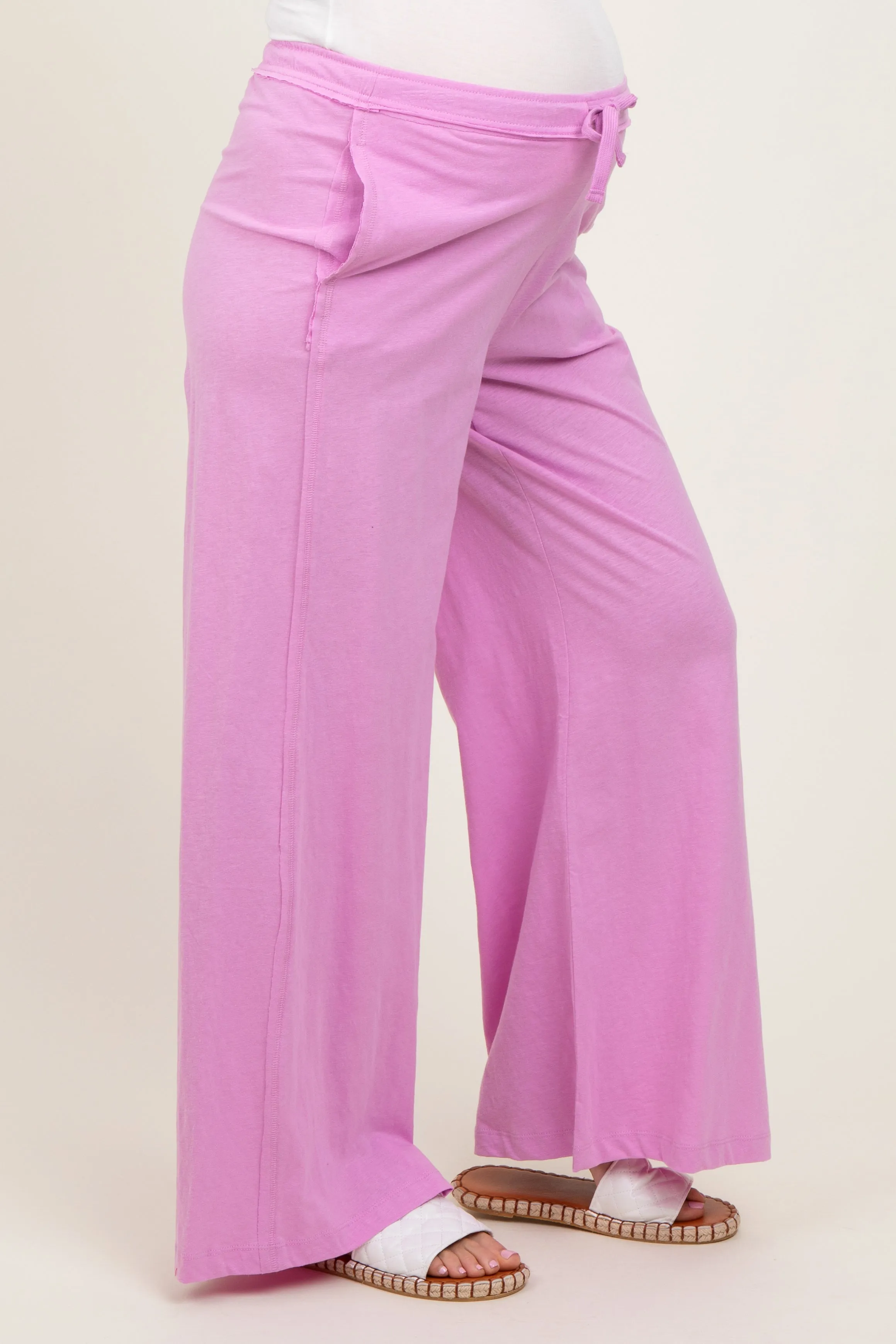 Pink Drawstring Wide Leg Maternity Lounge Pant sold by Pinkblush product image thumbnail 2