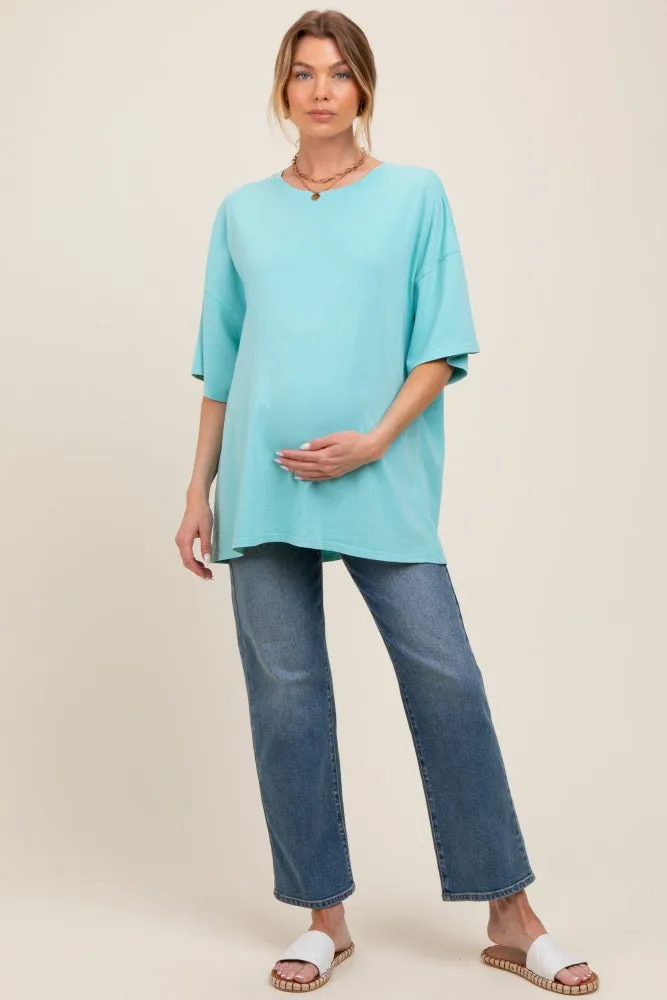 Turquoise Mineral Washed Oversized Maternity T-Shirt sold by Pinkblush