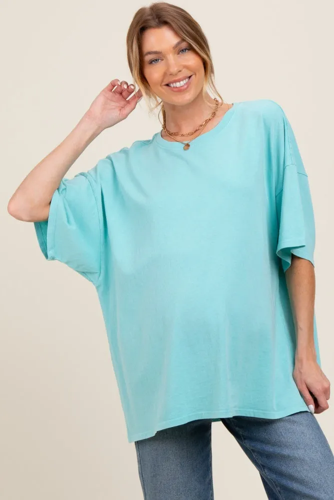 Turquoise Mineral Washed Oversized Maternity T-Shirt sold by Pinkblush product image thumbnail 2