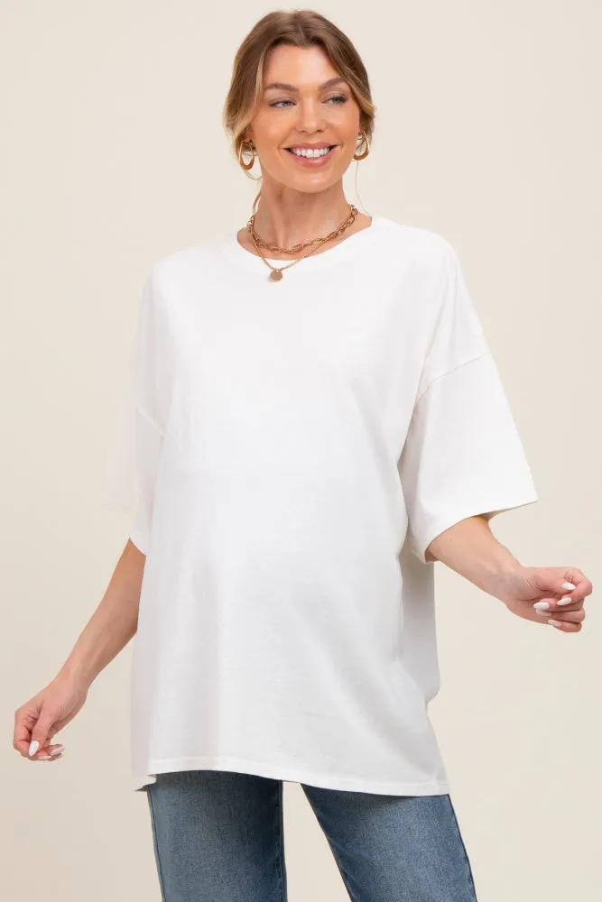 Ivory Mineral Washed Oversized Maternity T-Shirt sold by Pinkblush product image thumbnail 2