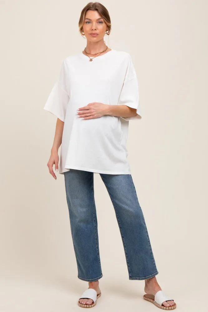 Ivory Mineral Washed Oversized Maternity T-Shirt sold by Pinkblush