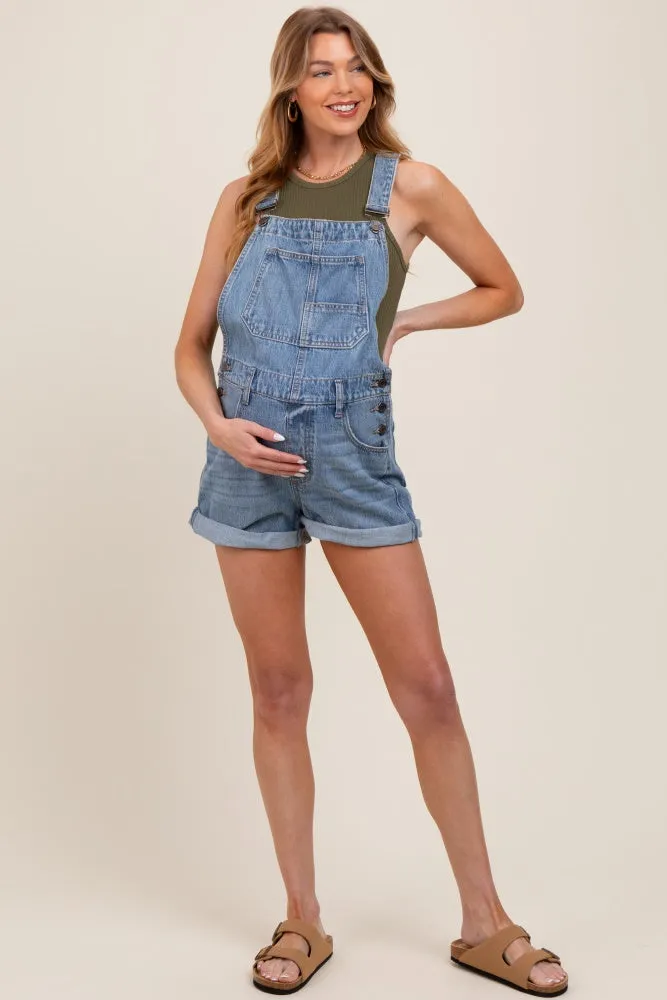 Blue Rolled Cuff Maternity Shortall sold by Pinkblush