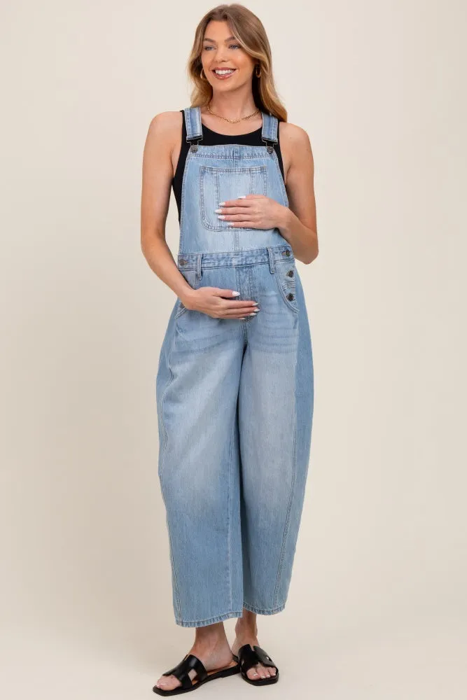 Light Blue Barrel Leg Maternity Overalls sold by Pinkblush product image thumbnail 3