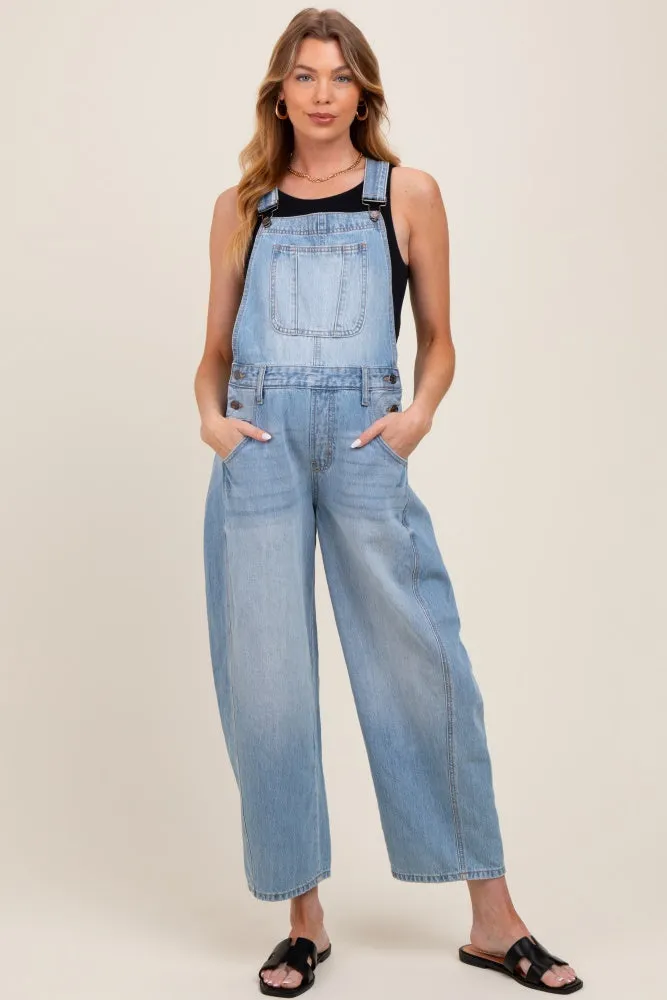 Light Blue Barrel Leg Maternity Overalls sold by Pinkblush product image thumbnail 2