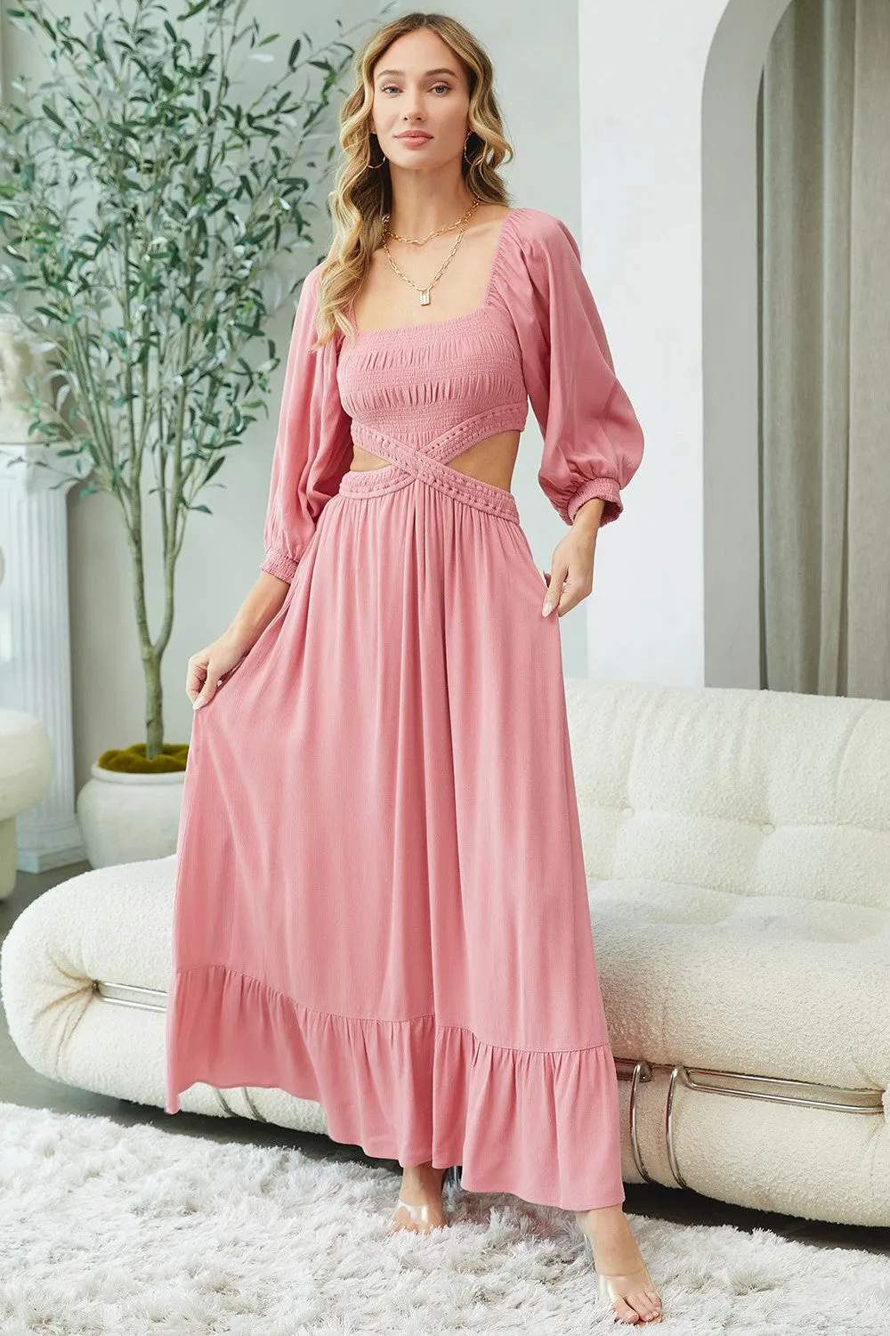 Pink Cutout Maxi Dress sold by Pinkblush