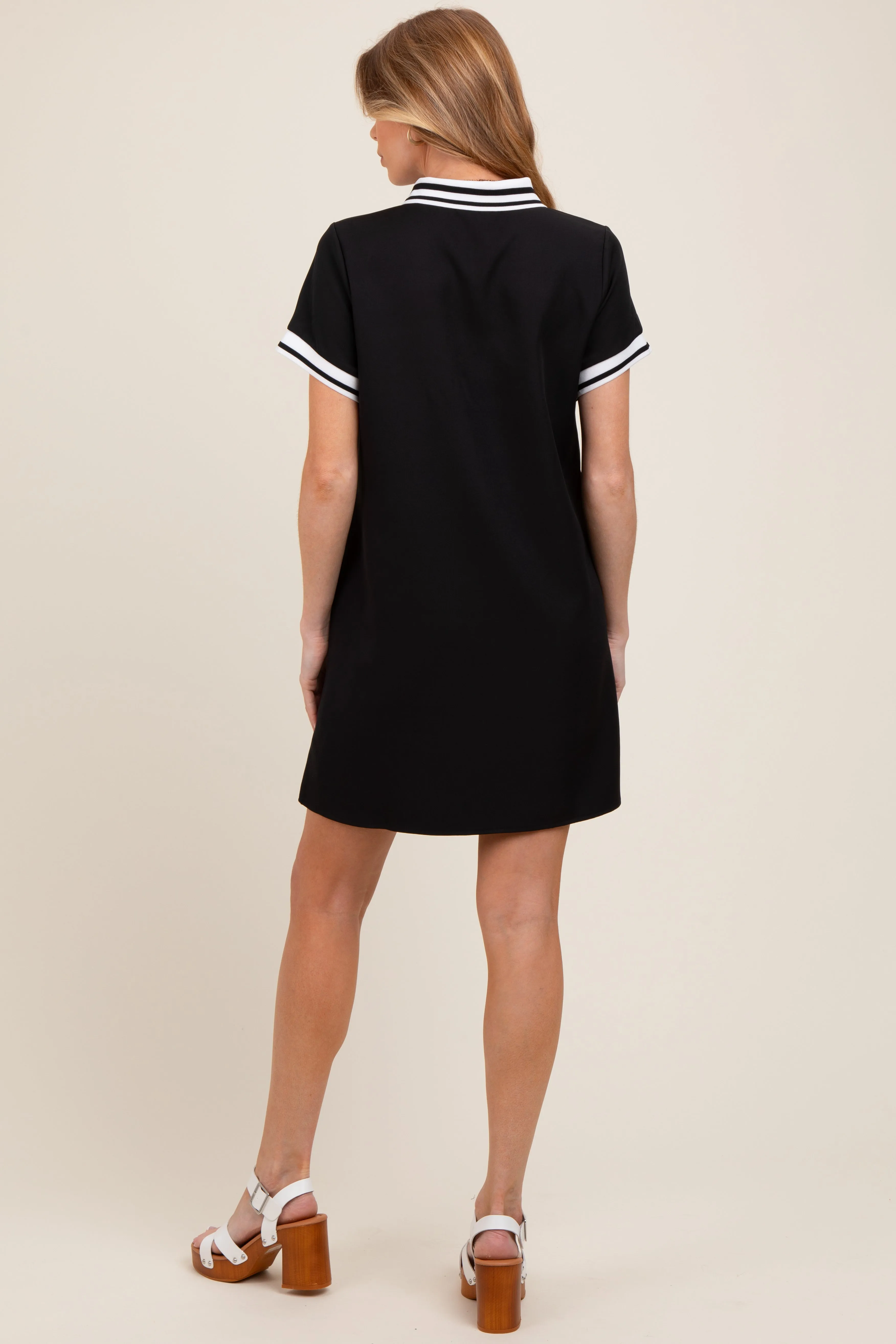 Black Sporty Maternity Polo Dress sold by Pinkblush product image thumbnail 2