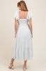 Light Blue Elegant Chiffon Floral Smocked Maternity Midi Dress sold by Pinkblush