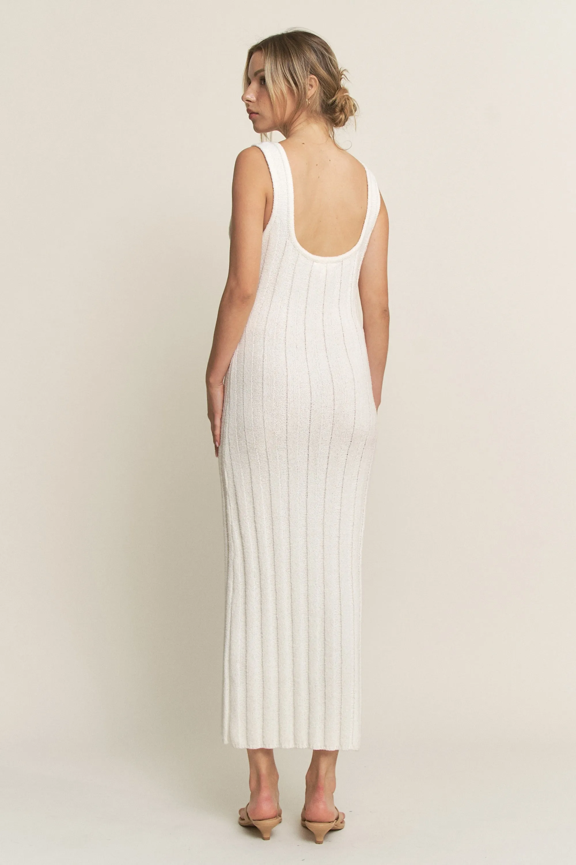 Ivory Wide Ribbed Sweater Knit Midi Dress sold by Pinkblush product image thumbnail 3