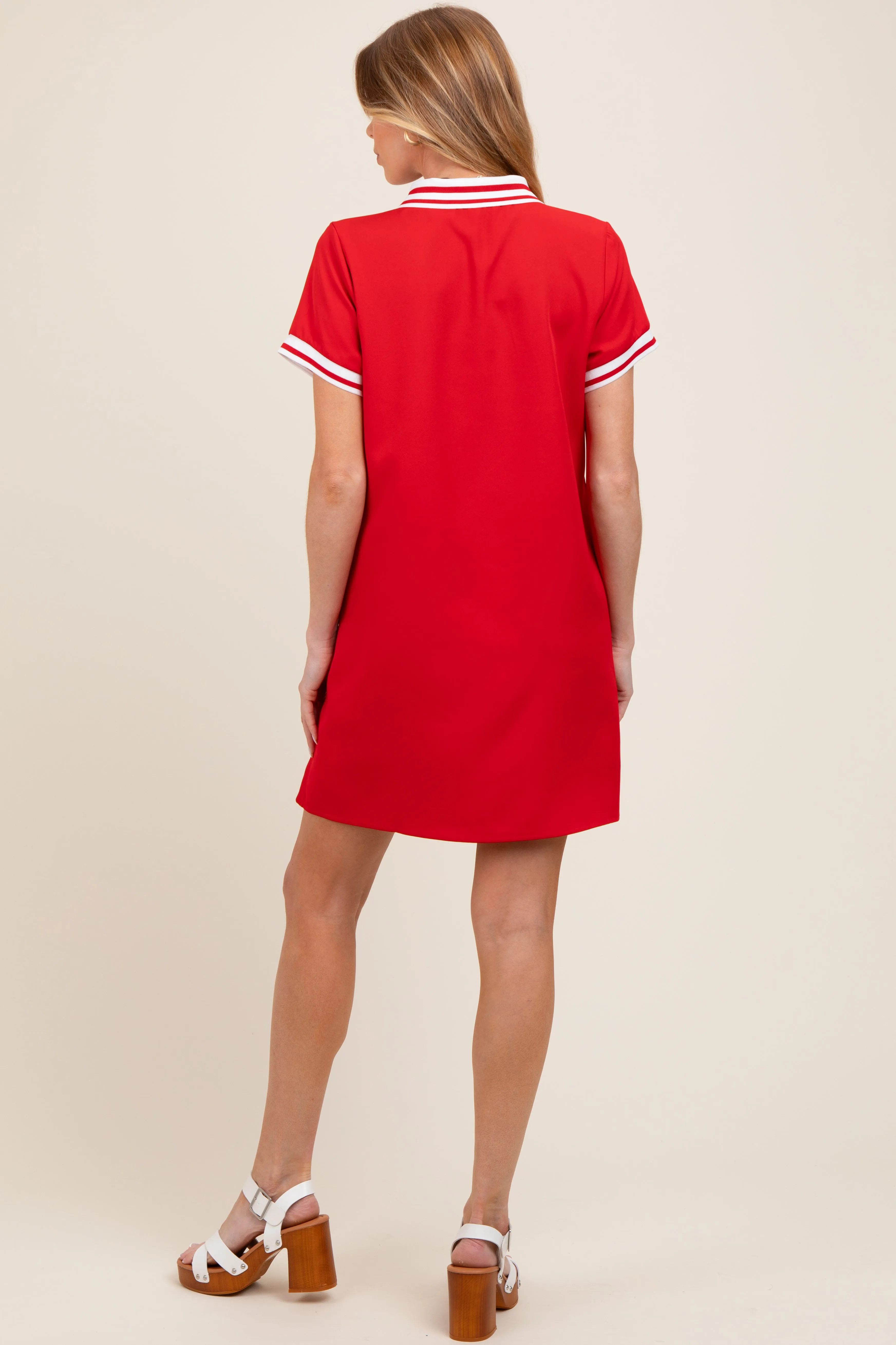 Red Sporty Maternity Polo Dress sold by Pinkblush product image thumbnail 3