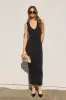 Black Knit Collared Deep V-Neck Maternity Maxi Dress sold by Pinkblush